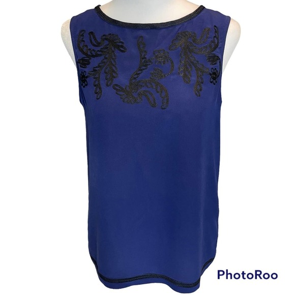 Madewell Tops - MADEWELL Silk Navy Blue and Black Tank Top